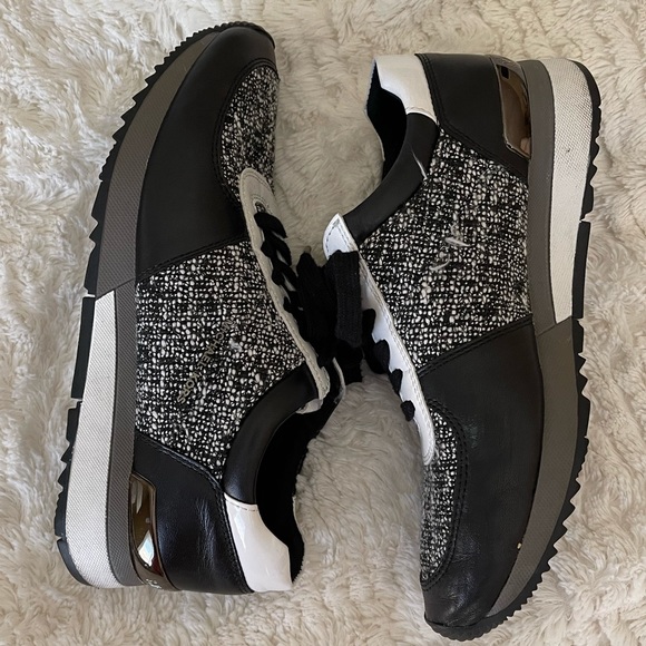 Michael Kors Allie Tweed Trainer Sneakers in Black and White (size 7.5) - Picture 6 of 12